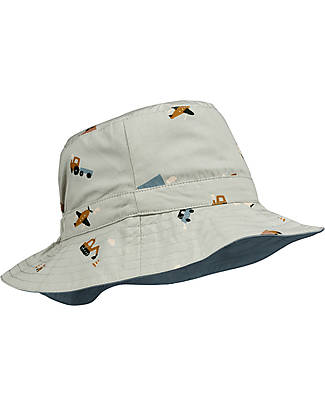Liewood Cappellino Estivo Reversibile Sander Seersucker - Veicoli/Celeste mix Cappelli Estivi