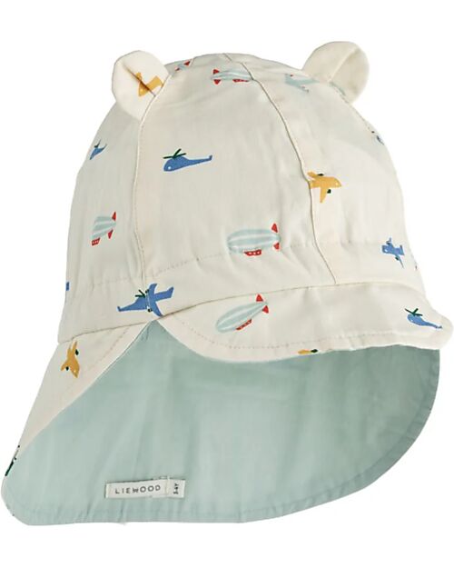 Liewood Cappellino Reversibile Estivo Gorm - Aviatore/Ecru - 100% Cotone Bio Cappelli Estivi
