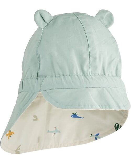 Liewood Cappellino Reversibile Estivo Gorm - Aviatore/Ecru - 100% Cotone Bio Cappelli Estivi