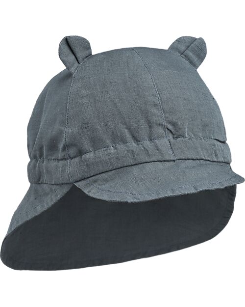 Liewood Cappellino Reversibile Estivo Gorm - Blu - Cotone Bio e Lino Cappelli Estivi