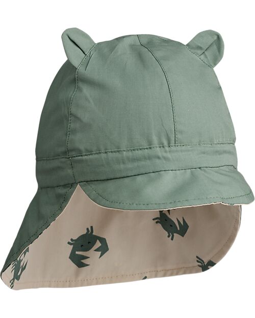 Liewood Cappellino Reversibile Estivo Gorm - Sabbia/Verde - 100% Cotone Bio Cappelli Estivi