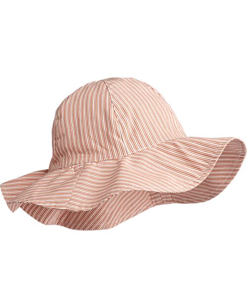 Liewood Cappellino Reversibile in Seersucker Amelia - Strisce Tuscany Rose/Crema - Cappelli Estivi