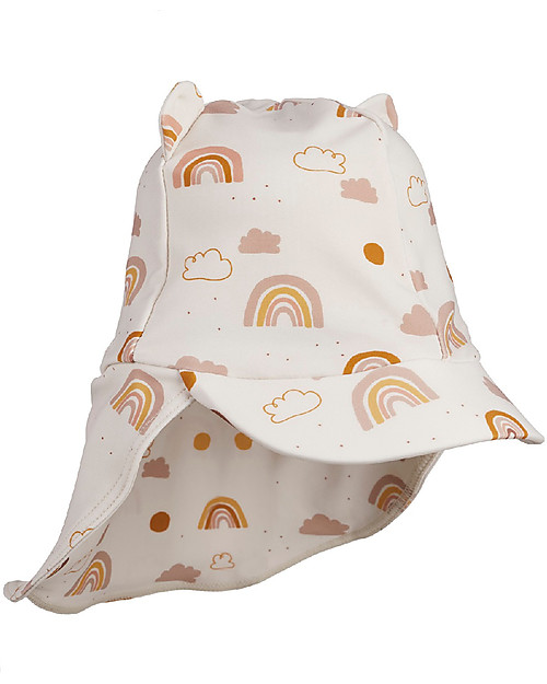 Liewood Cappellino Stile Legionario con Orecchie Senia - Rainbow Love Sabbia - Tessuto swimwear certificato! Cappelli Estivi