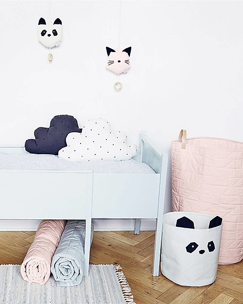 Liewood Cesto Portaoggetti Ella 30 x 25 cm, Panda Crema - 100% Cotone Bio Contenitori Portaoggetti