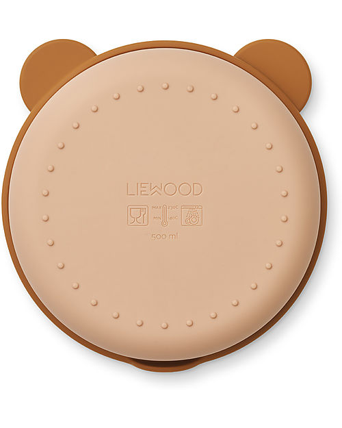 Liewood Ciotola Divisoria Rosie con Tappo - Mr Bear - Mostarda/Tuscany Rose Mix - 15,5 x 4,7 cm - 100% Silicone Porta Merenda