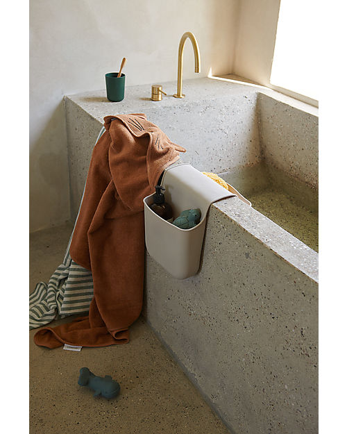 Liewood Contenitore Portaoggetti Doppio Pilea - Ideale per il Bagno - Sabbia - Silicone Contenitori Portaoggetti