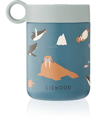 Liewood Contenitore Termico Cibo in Acciaio Inossidabile Kian - Animali Marini - 350 ml - Blu Contenitori Termici