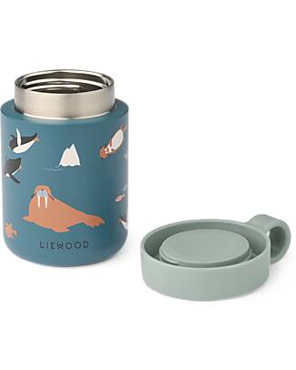 Liewood Contenitore Termico Cibo in Acciaio Inossidabile Kian - Animali Marini - 350 ml - Blu Contenitori Termici