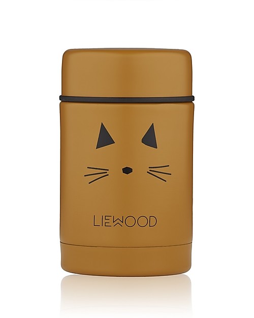 Liewood Contenitore Termico Cibo in Acciaio Inossidabile Nadja - Gatto Senape - 250 ml Contenitori Termici