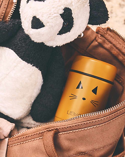 Liewood Contenitore Termico Cibo in Acciaio Inossidabile Nadja - Gatto Senape - 250 ml Contenitori Termici