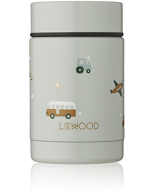 Liewood Contenitore Termico Cibo in Acciaio Inossidabile Nadja - Vehicles/Dove Blue - 250 ml Contenitori Termici