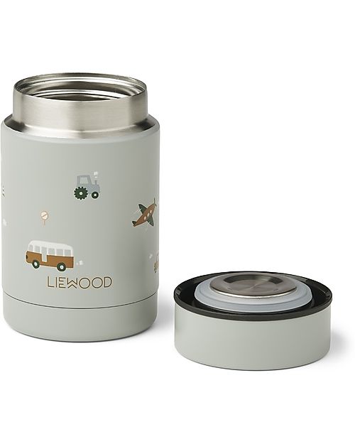 Liewood Contenitore Termico Cibo in Acciaio Inossidabile Nadja - Vehicles/Dove Blue - 250 ml Contenitori Termici