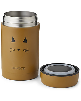 Liewood Contenitore Termico in Acciaio Inossidabile Bernard - Gatto Senape - 500 ml Porta Merenda
