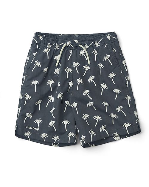 Liewood Costume a Pantaloncino Board Shorts Per - Palme/Blu Scuro - UV 50+ Boxer Mare