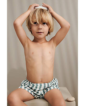 Liewood Costume a Pantaloncino Duke - A Righe Verde Menta e Bianco Boxer Mare