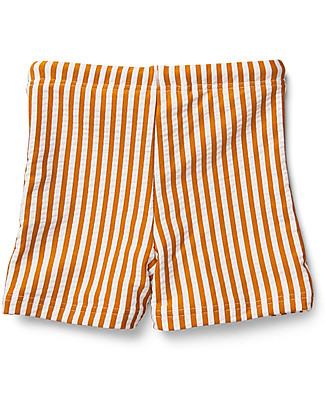 Liewood Costume a Pantaloncino Increspato Otto - Righe Mostarda/Bianco - UV 50+ Costumi a Pantaloncino