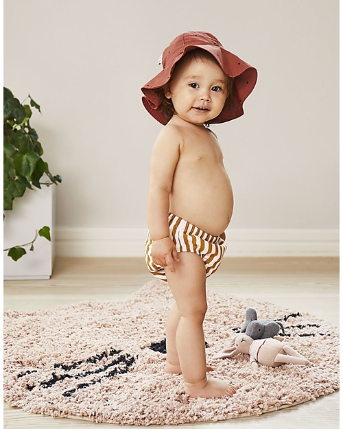 Liewood Costume Bimbo Frej, Righe Mostarda e Bianche Costumi Contenitivi