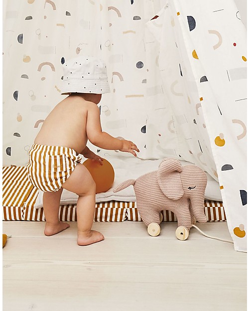 Liewood Costume Bimbo Frej, Righe Mostarda e Bianche Costumi Contenitivi