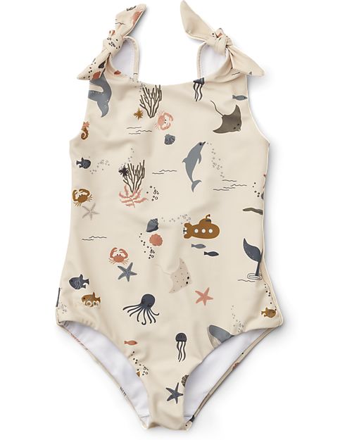 Liewood Costume da Bagno Intero Bitte - Creature del Mare/Sabbia - UV 50+ Costumi Interi