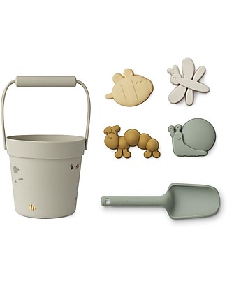 Liewood Dante Beach Set - Nature/Mist Mix - Bucket+Shovel+Moulds Beach Toys