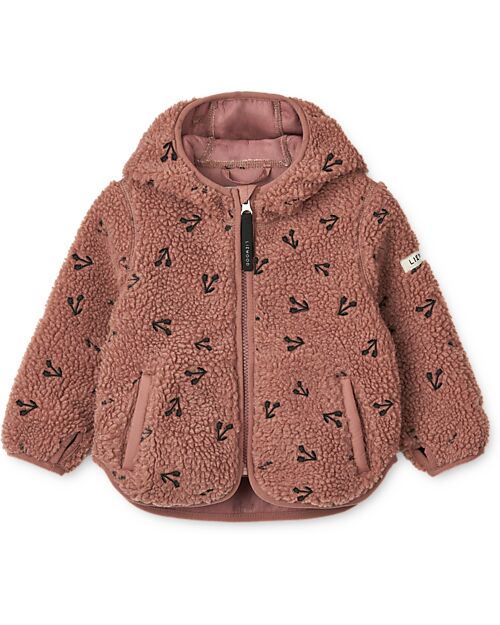 Liewood Giacca in Pile con Orecchie Mara - Ciliegie - Rosa Scuro - 100% Materiale Riciclato Giacche