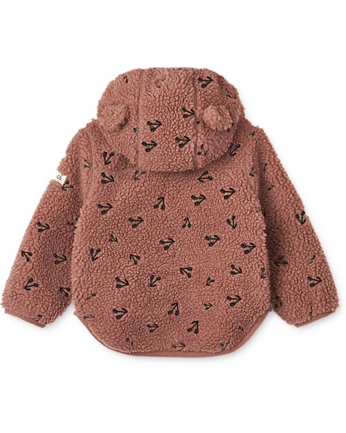 Liewood Giacca in Pile con Orecchie Mara - Ciliegie - Rosa Scuro - 100% Materiale Riciclato Giacche