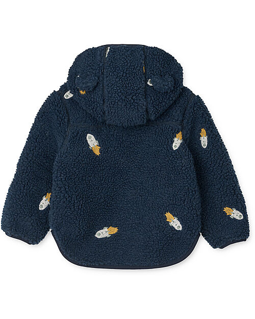 Liewood Giacca in Pile con Orecchie Mara - Razzi - Blu Navy - 100% Materiale Riciclato Giacche