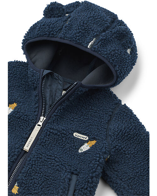 Liewood Giacca in Pile con Orecchie Mara - Razzi - Blu Navy - 100% Materiale Riciclato Giacche