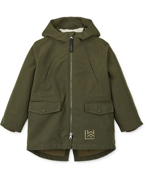 Liewood Giacca Invernale Timber 2 in 1 - Army Brown Mix - 100% Materiale Riciclato Giacche