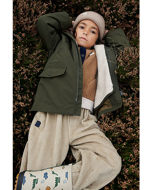 Liewood Giacca Invernale Timber 2 in 1 - Army Brown Mix - 100% Materiale Riciclato Giacche