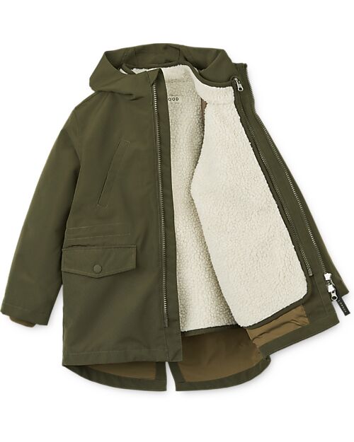 Liewood Giacca Invernale Timber 2 in 1 - Army Brown Mix - 100% Materiale Riciclato Giacche