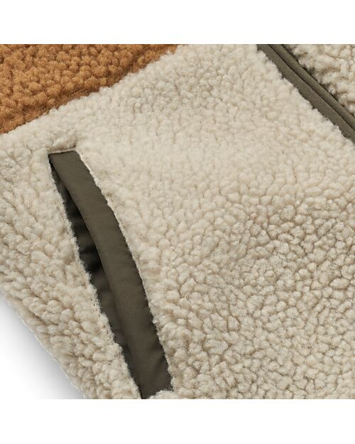 Liewood Gilet Reversibile Teddy/Piumino Diana - Army Brown Mix - Materiale Riciclato Giacche