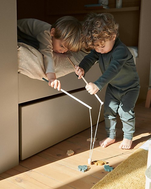 Liewood Gioco di Pesca Sebastian - Safari/Golden Caramel Multi Mix - 100% Legno di Faggio Attrezzi in Legno