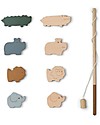 Liewood Gioco di Pesca Sebastian - Safari/Golden Caramel Multi Mix - 100% Legno di Faggio Attrezzi in Legno