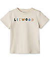 Liewood Maglia a Maniche Corte Sixten - Logo Multicolore - Sabbia - 100% Cotone Bio T-shirt