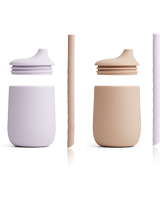 Liewood Pacco da 2 Bicchieri con Cannuccia Ellis in Silicone - Lavanda/Rosa Tazze e Bicchieri