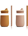 Liewood Pacco da 2 Bicchieri con Cannuccia Ellis in Silicone - Rosa Scuro e Senape Bicchieri