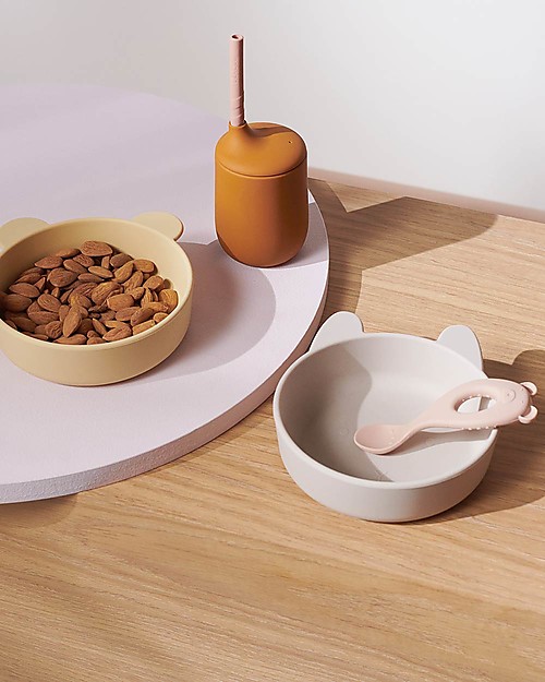 Liewood Pacco da 2 Bicchieri con Cannuccia Ellis in Silicone - Rosa Scuro e Senape Bicchieri