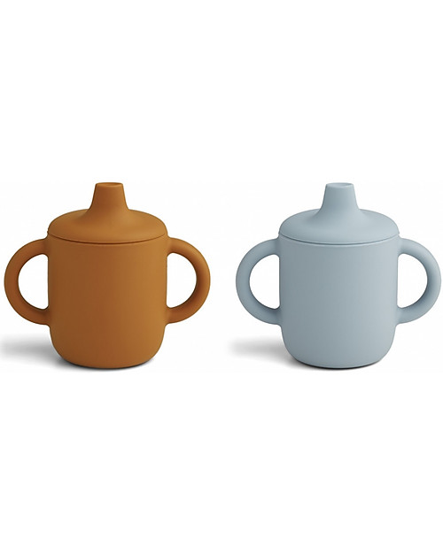 Liewood Pacco da 2 Tazze Sippy con Beccuccio e Manici Neil Cup - Mostarda/Blu - 150 ml Tazze