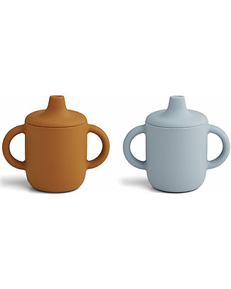 Liewood Pacco da 2 Tazze Sippy con Beccuccio e Manici Neil Cup - Mostarda/Blu - 150 ml Tazze