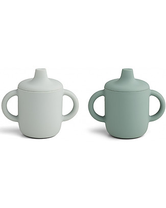 Liewood Pacco da 2 Tazze Sippy con Beccuccio e Manici Neil Cup - Verde Menta - 150 ml Tazze e Bicchieri