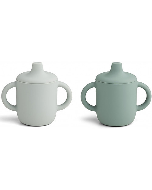 Liewood Pacco da 2 Tazze Sippy con Beccuccio e Manici Neil Cup - Verde Menta - 150 ml Tazze