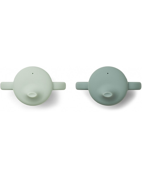 Liewood Pacco da 2 Tazze Sippy con Beccuccio e Manici Neil Cup - Verde Menta - 150 ml Tazze