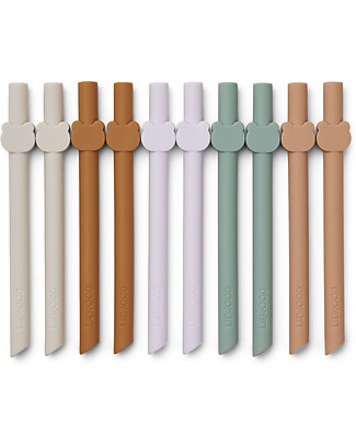 Liewood Pacco da Dieci Cannucce in Silicone Riutilizzabili - Multi Mix Tazze e Bicchieri