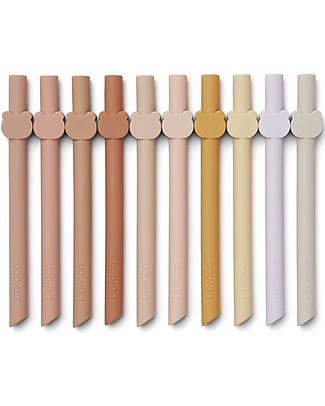 Liewood Pacco da Dieci Cannucce in Silicone Riutilizzabili - Rosa Multi Mix Bicchieri
