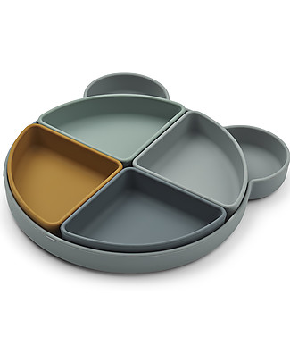 Liewood Piatto Divisorio Arne - Mr Bear - Blu Nebbia Multi Mix Piatti e Scodelle