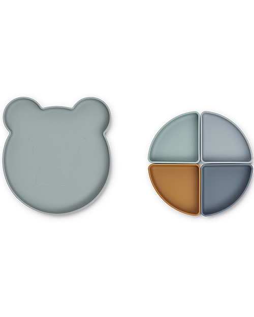 Liewood Piatto Divisorio Arne - Mr Bear - Blu Nebbia Multi Mix Piatti e Scodelle