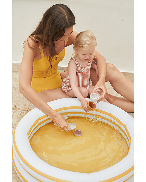 Liewood Piscina Gonfiabile per Bambini Leonore - A Righe - Giallo e Crema Piscine Gonfiabili