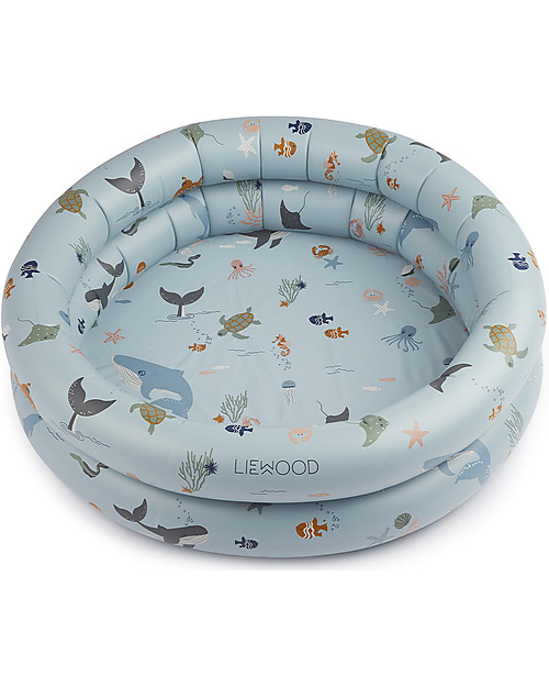 Liewood Piscina Gonfiabile per Bambini Leonore - Azzurro Creature del Mare - 80x20cm Piscine Gonfiabili