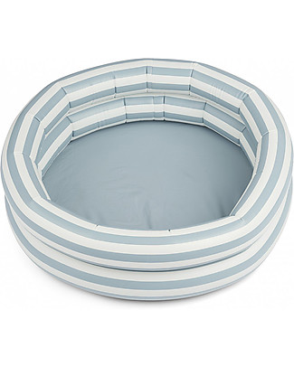 Liewood Piscina Gonfiabile per Bambini Leonore - Righe Celeste e Crema - 80x20cm Piscine Gonfiabili